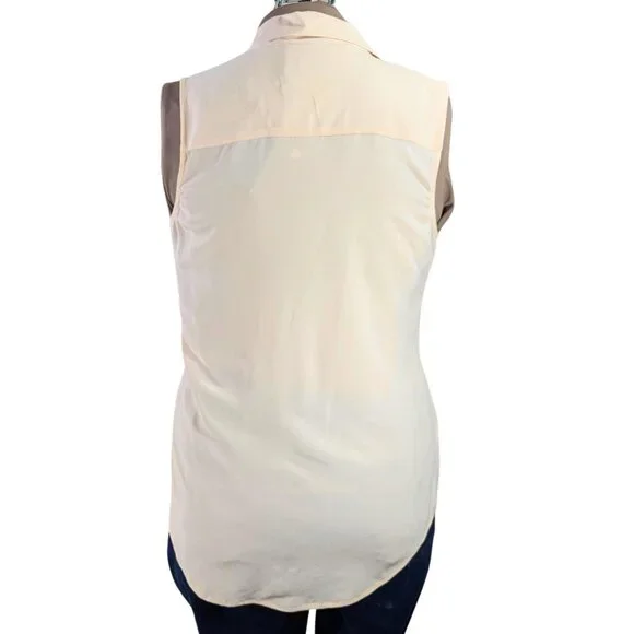Max Studio Large NWT Sleeveless Peach Silk Collared Blouse - Picture 2 of 9